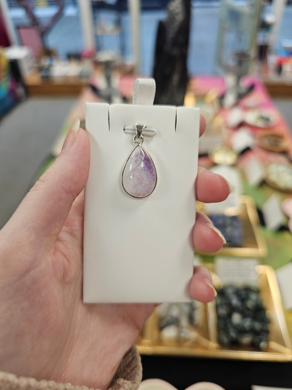 Pink Moonstone 925 Silver Crystal Pendant