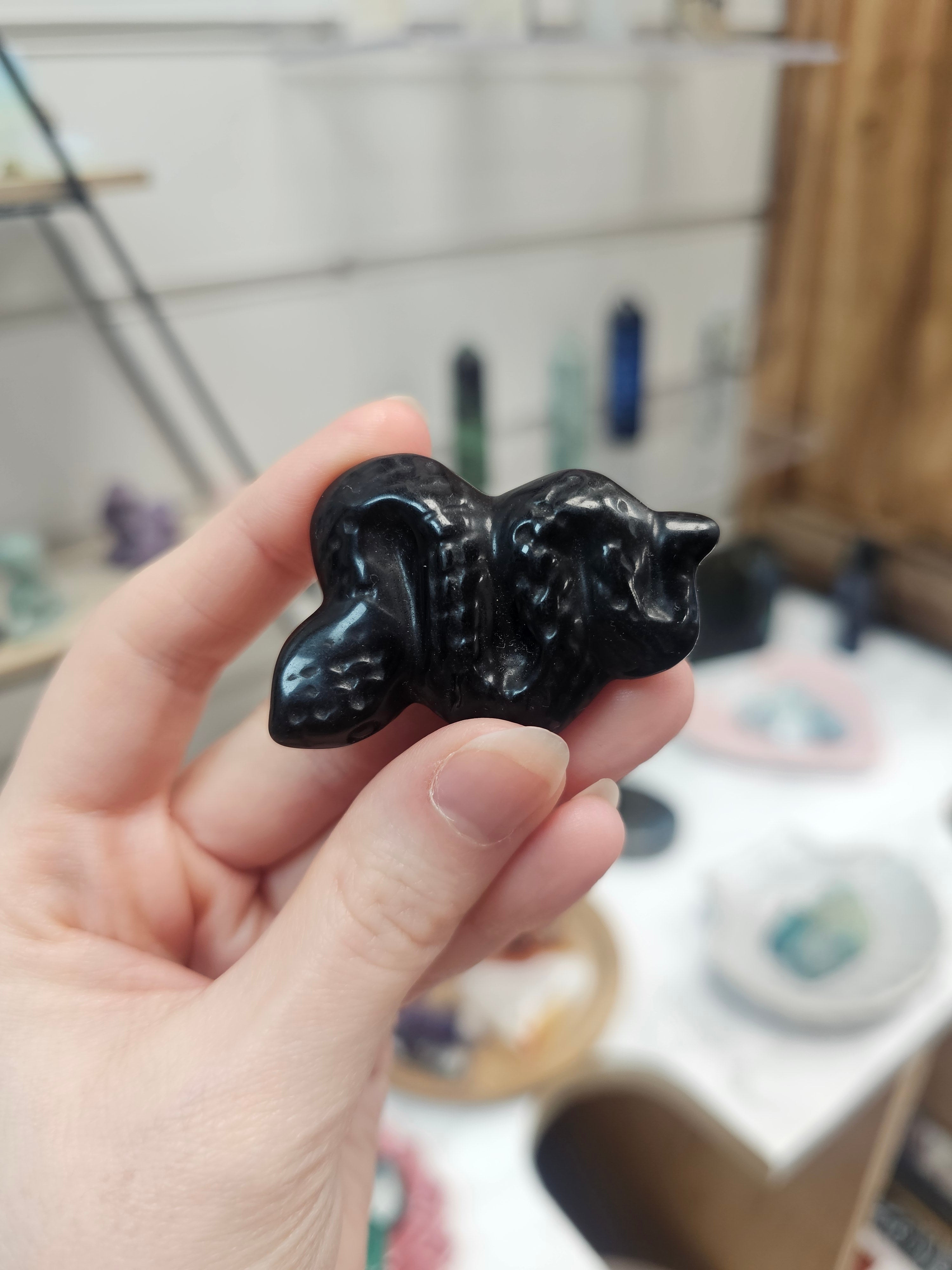Obsidian Snake Carving