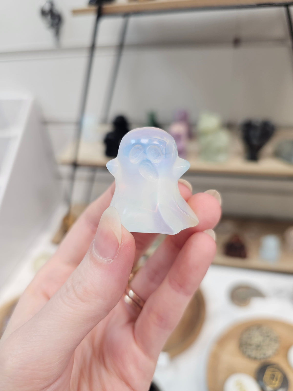 Opalite Crystal Ghost Carving