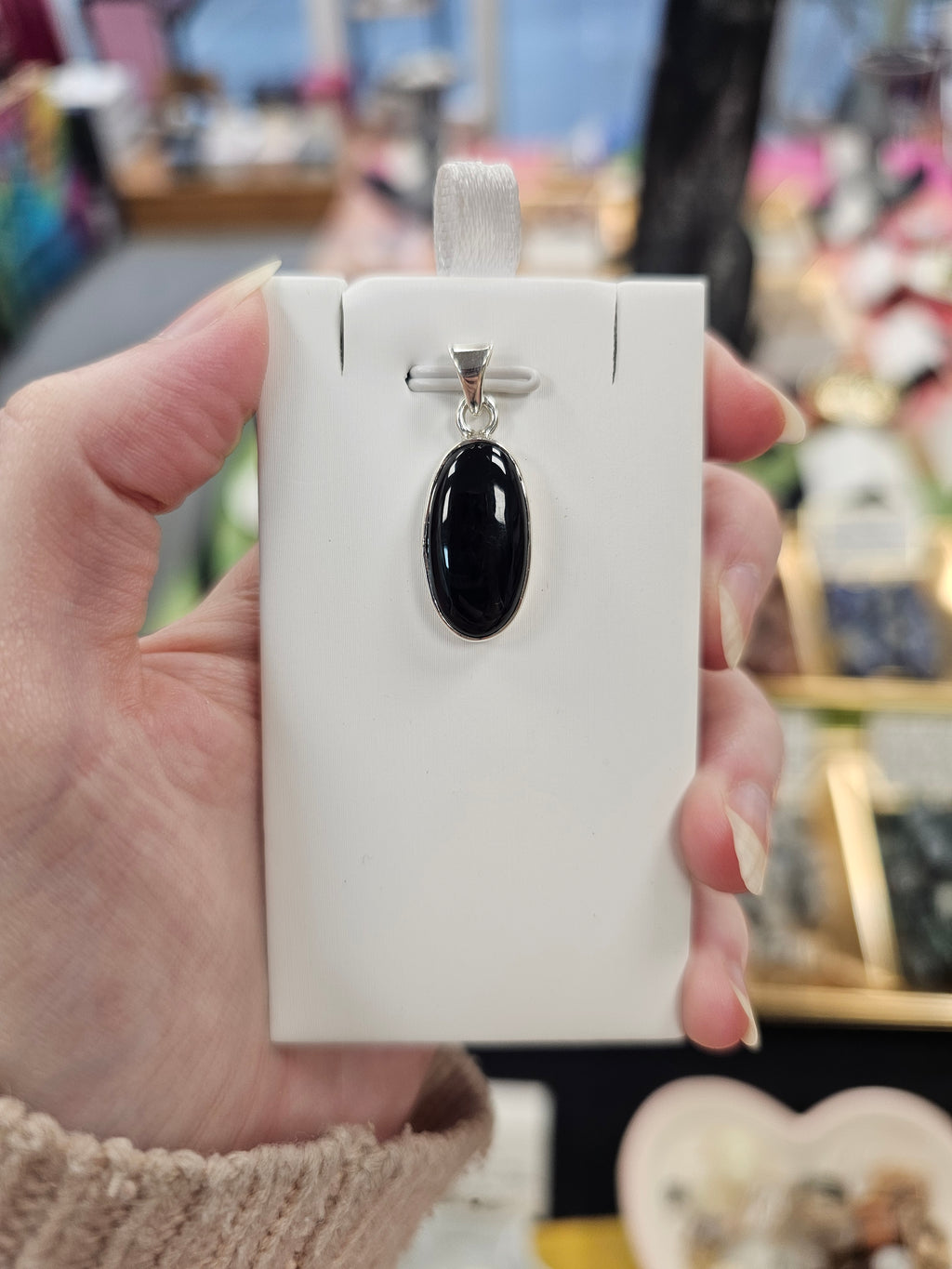 Whitby Jet 925 Silver Crystal Pendant