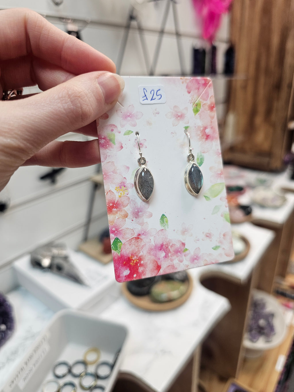 Labradorite Crystal 925 Silver Earings