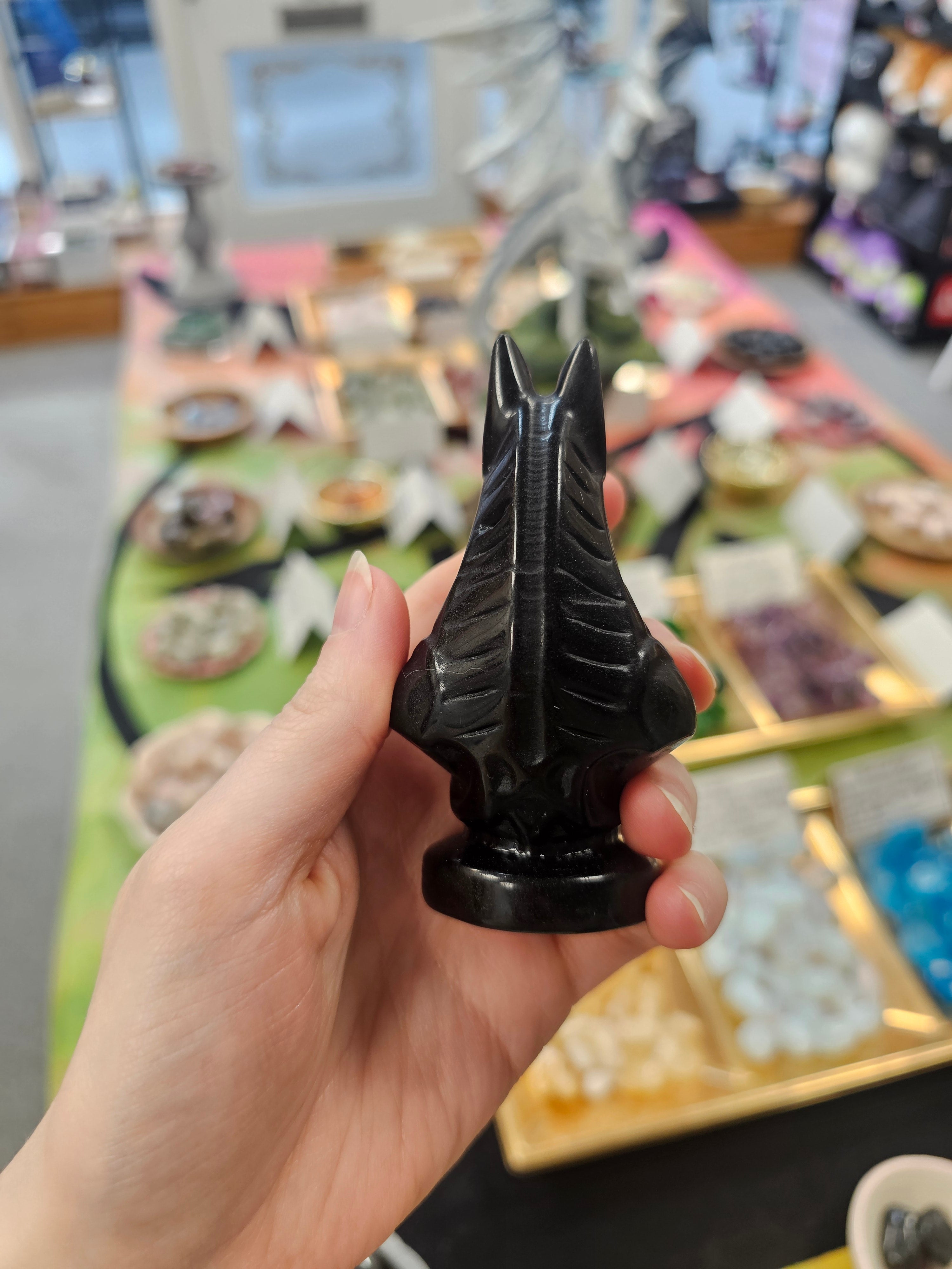 Annubis Obsidian Crystal Carving
