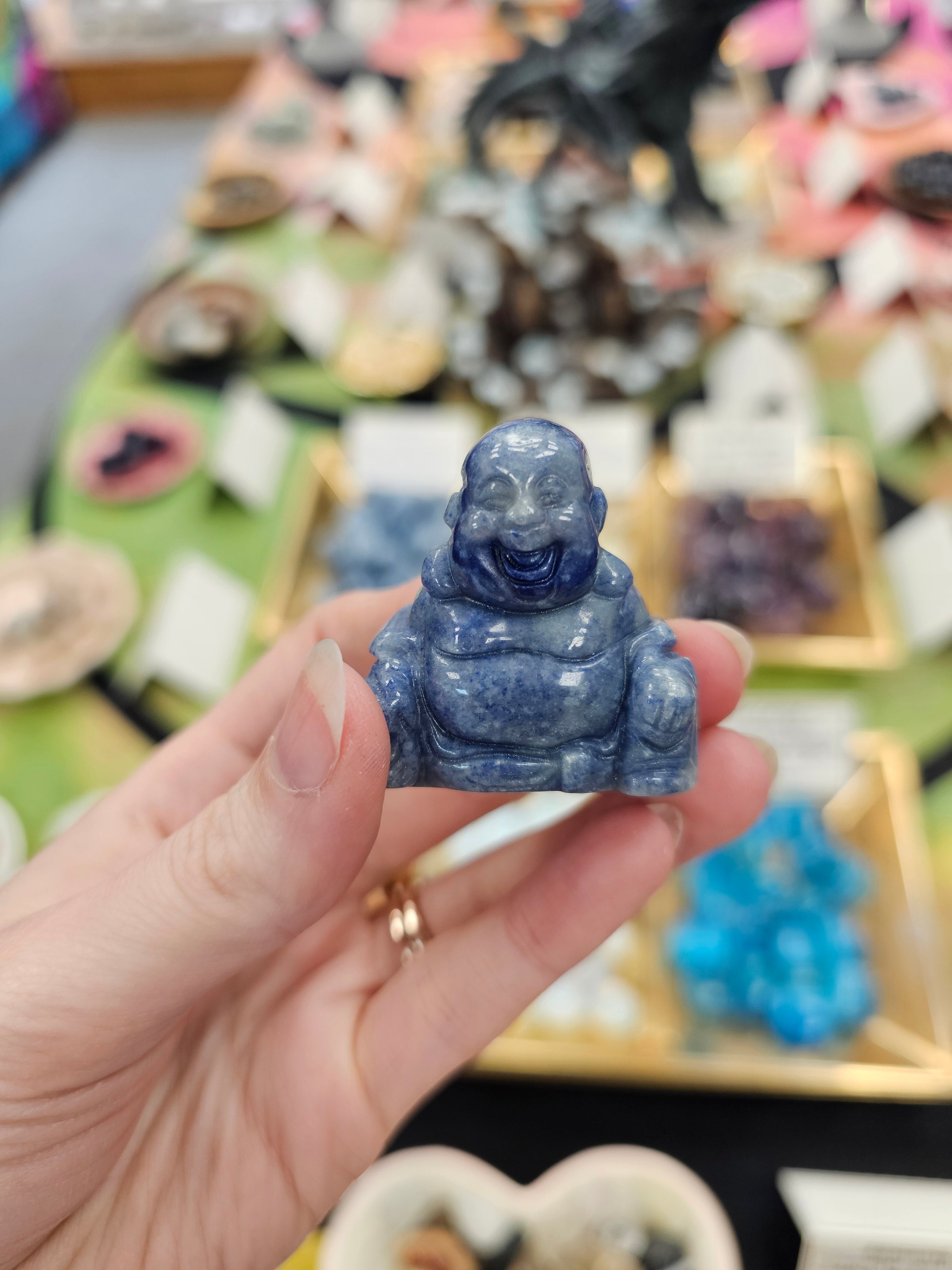 Blue Quartz Buddha Crystal Carving