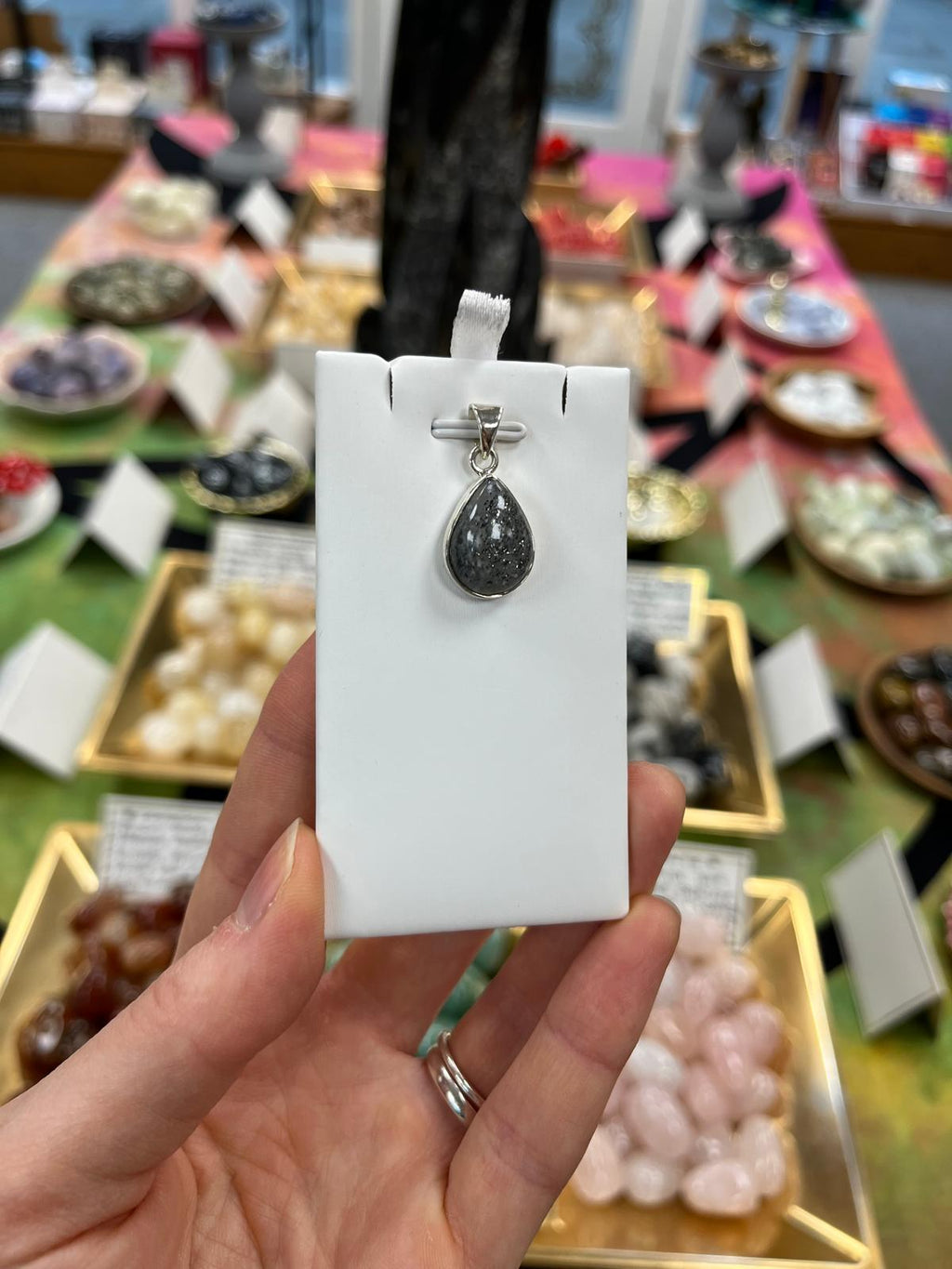 Black Sunstone Crystal 925 Silver Pendant