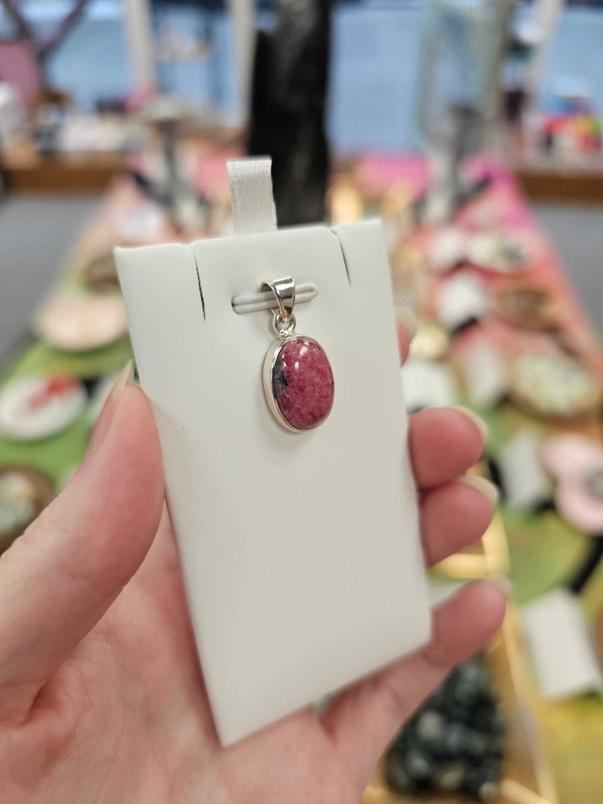 Rhodonite 925 Silver Crystal Pendant