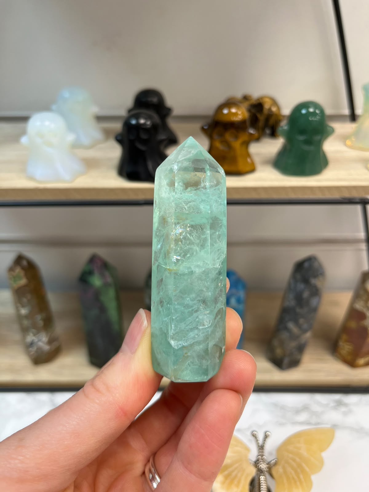 Green Fluorite Crystal Tower