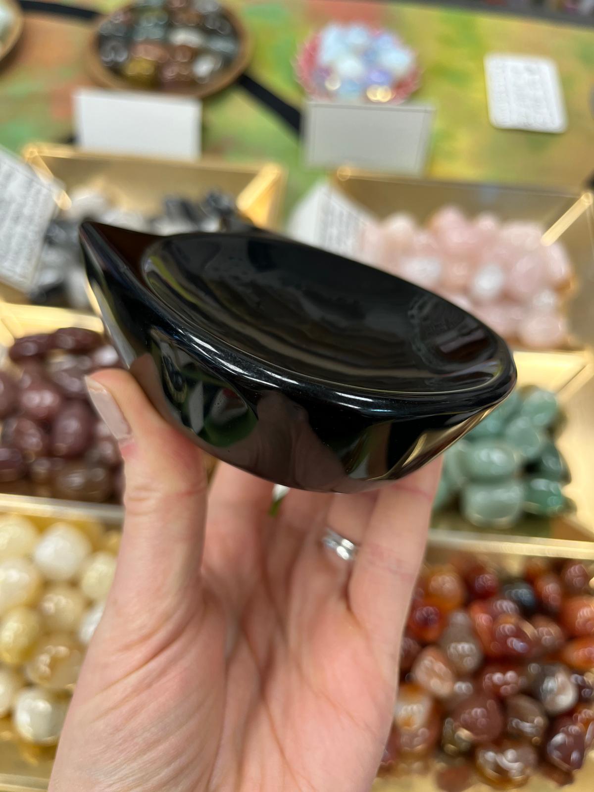 Cat Obsidian Crystal Bowl