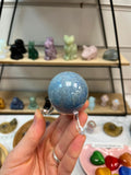 Blue Quartz Crystal Sphere w Stand