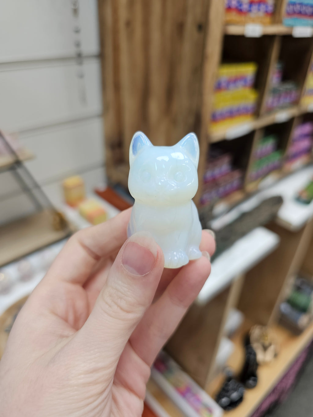Opalite Cat Crystal Carving
