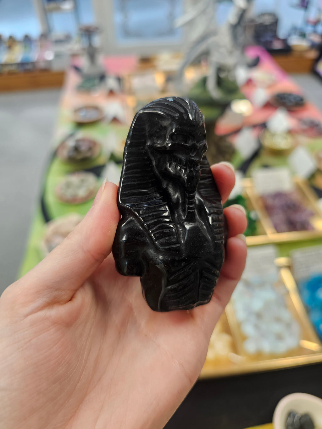 Skeleton Tutankhamun Obsidian Crystal Carving