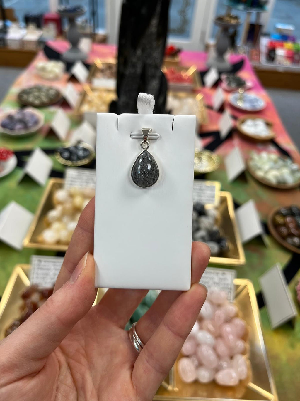 Black Sunstone Crystal 925 Silver Pendant