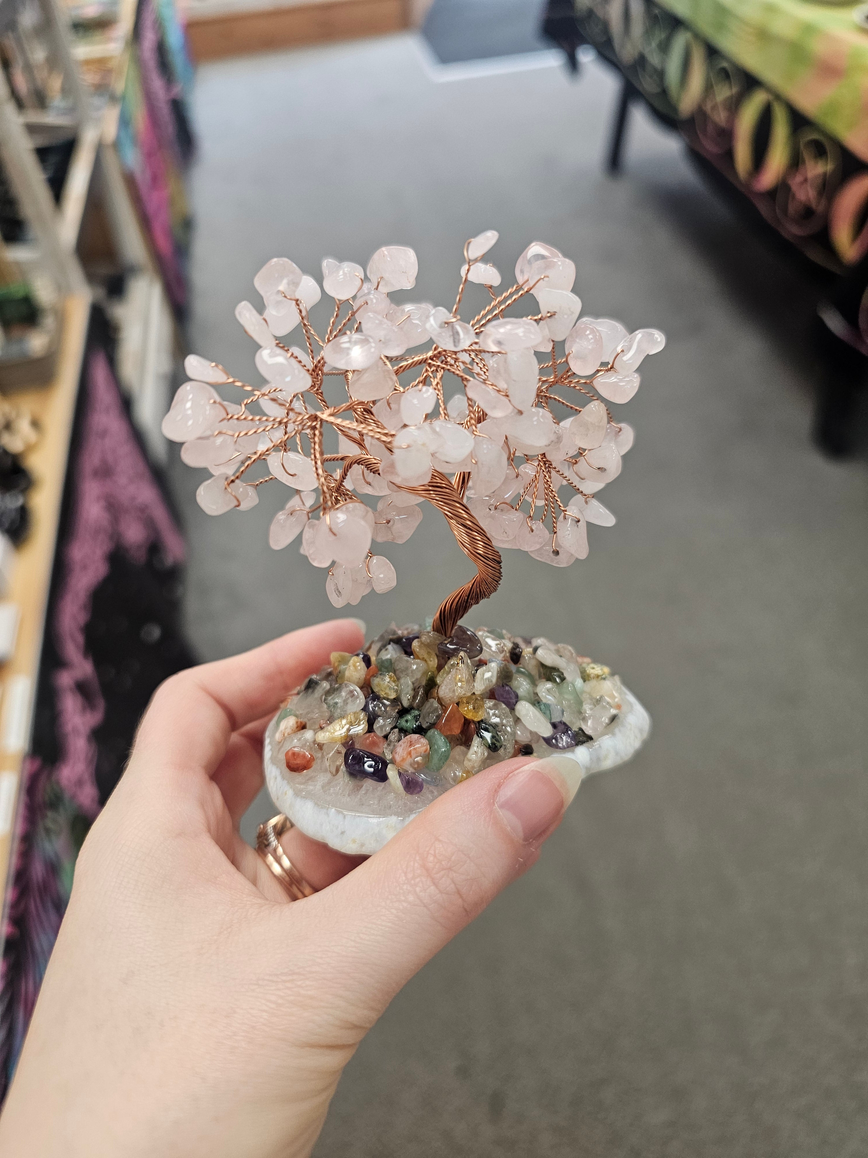 Rose Quartz on Agate Crystal Tree