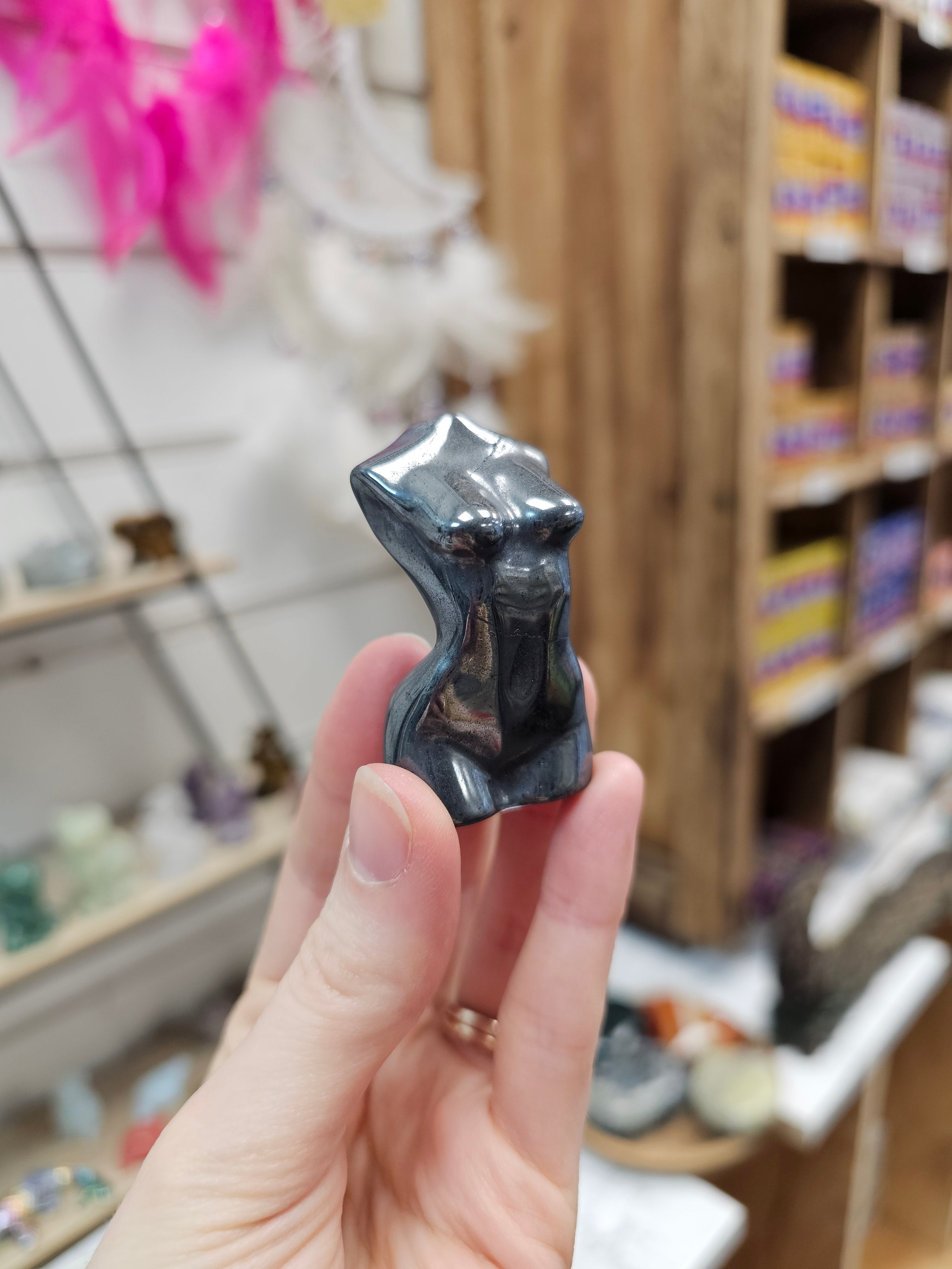 Hematite Goddess Bust Figurine