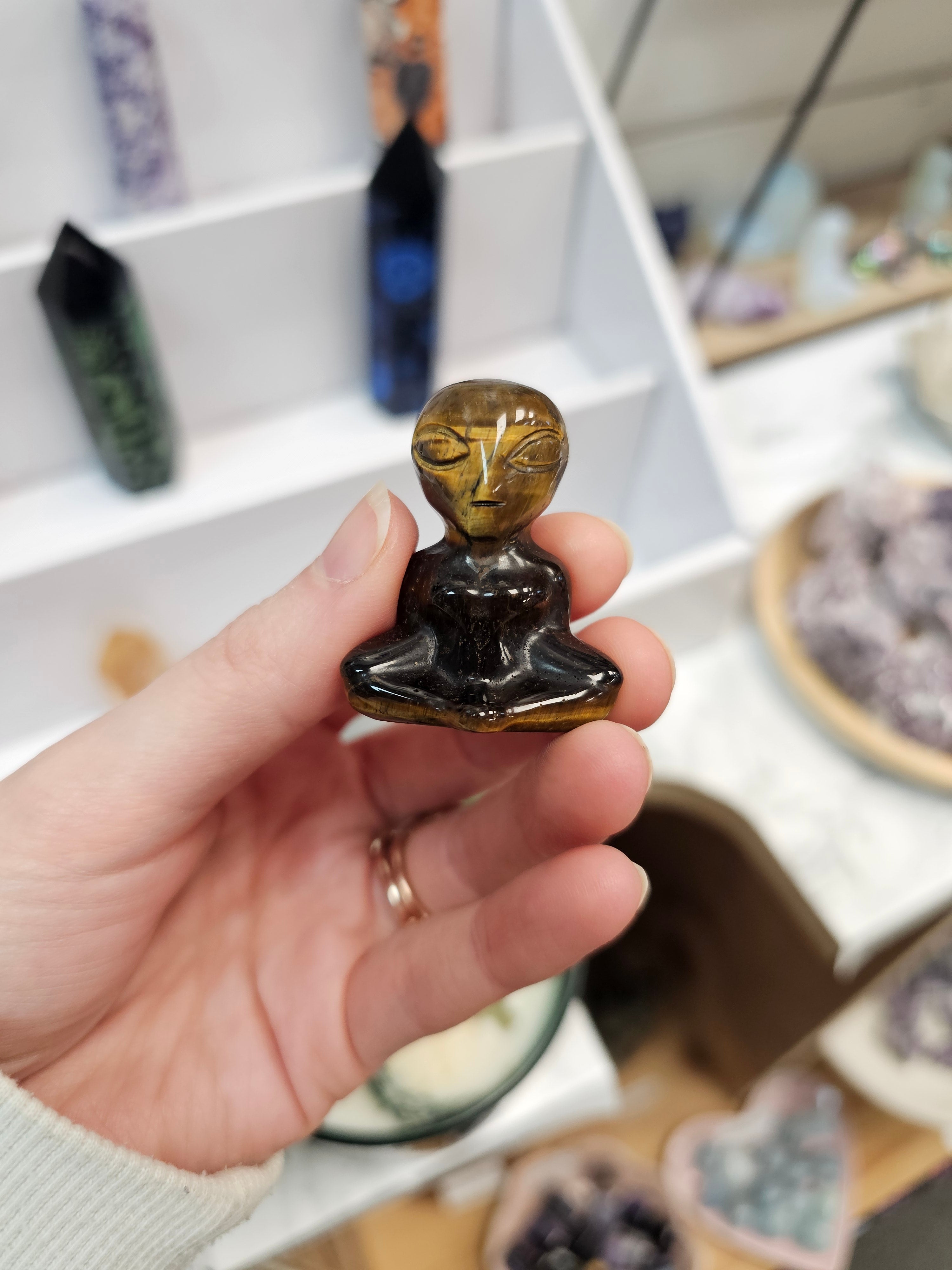 Tigers Eye Crystal Alien Figurine