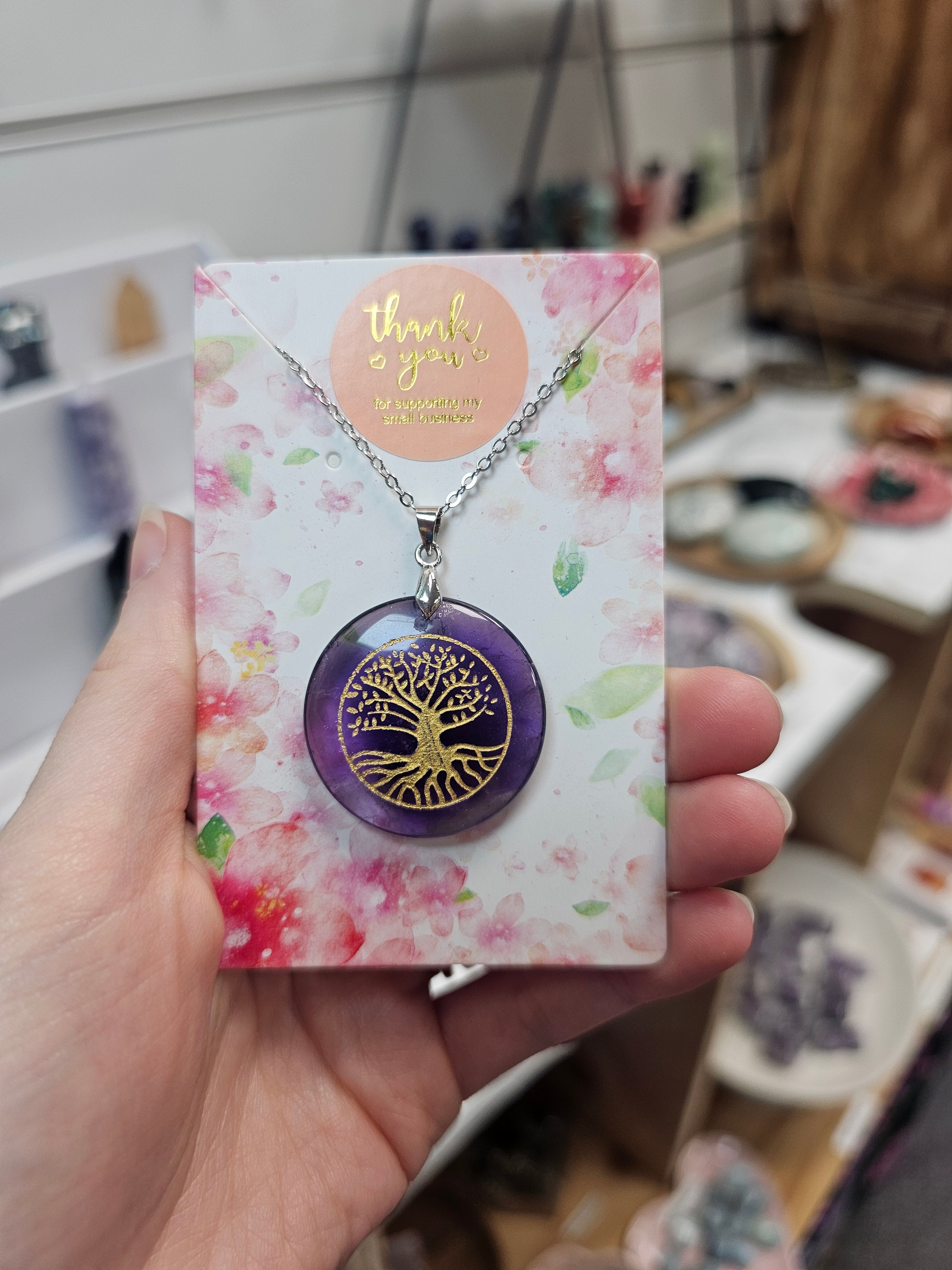 Amethyst Tree Of Life Crystal Necklace