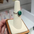 Malachite Crystal Ring 925 Silver - Size 6 / L