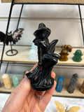 Obsidian Witch Crystal Carving