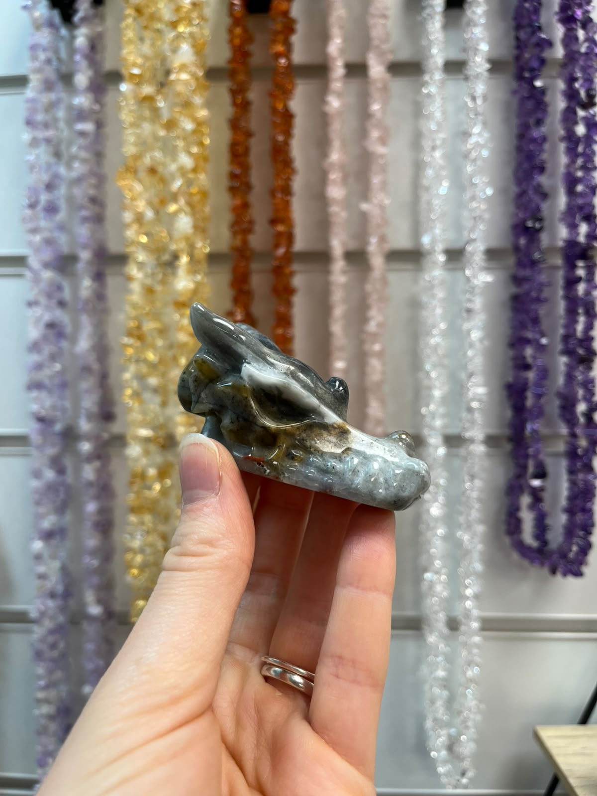 Bloodstone Dragon Crystal Carving