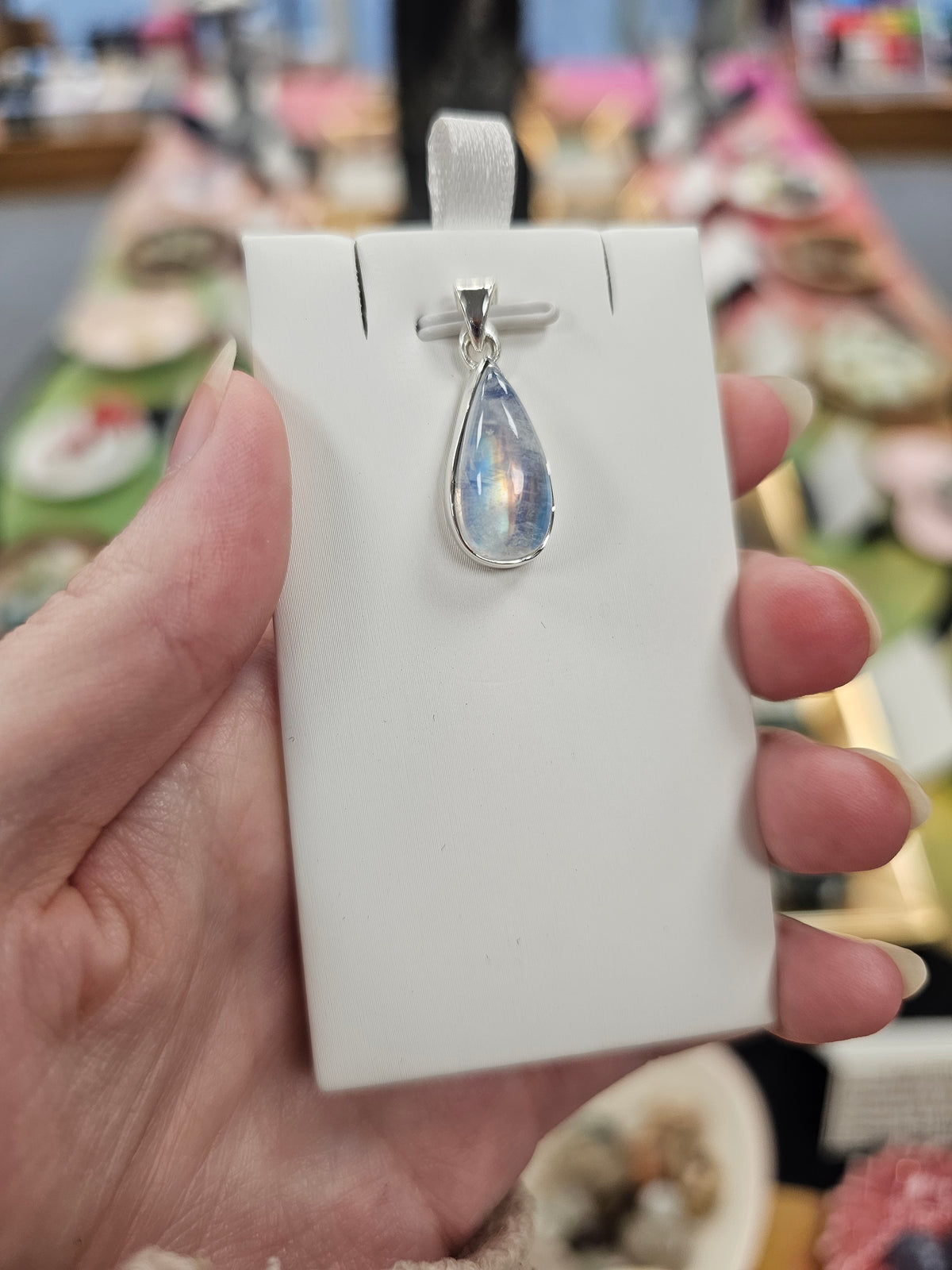 Blue Moonstone 925 Silver Crystal Pendant