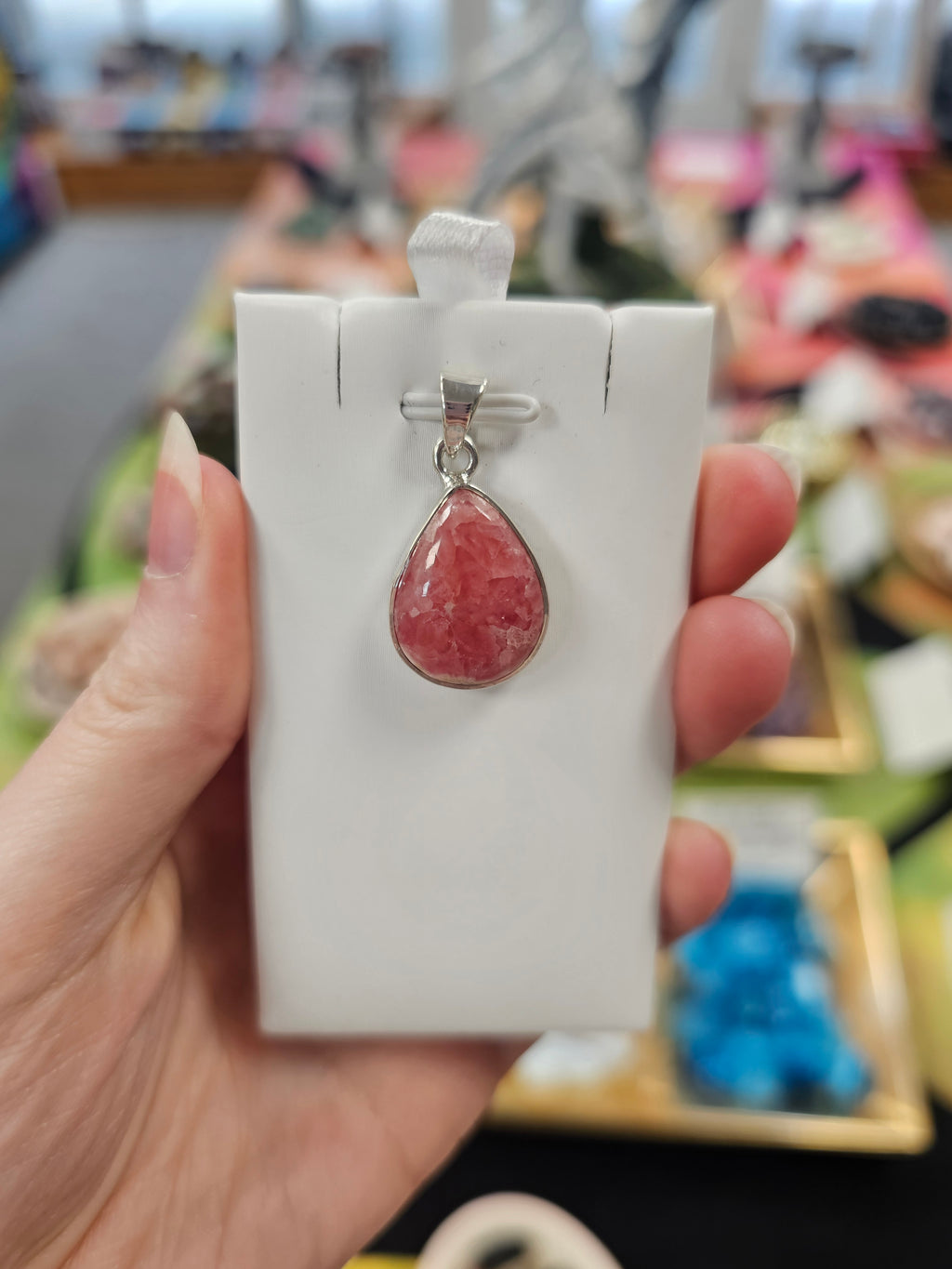 Rhodochrosite Crystal 925 Silver Tumblestone