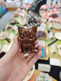 Mahogany Obsidian Crystal Cat Carving