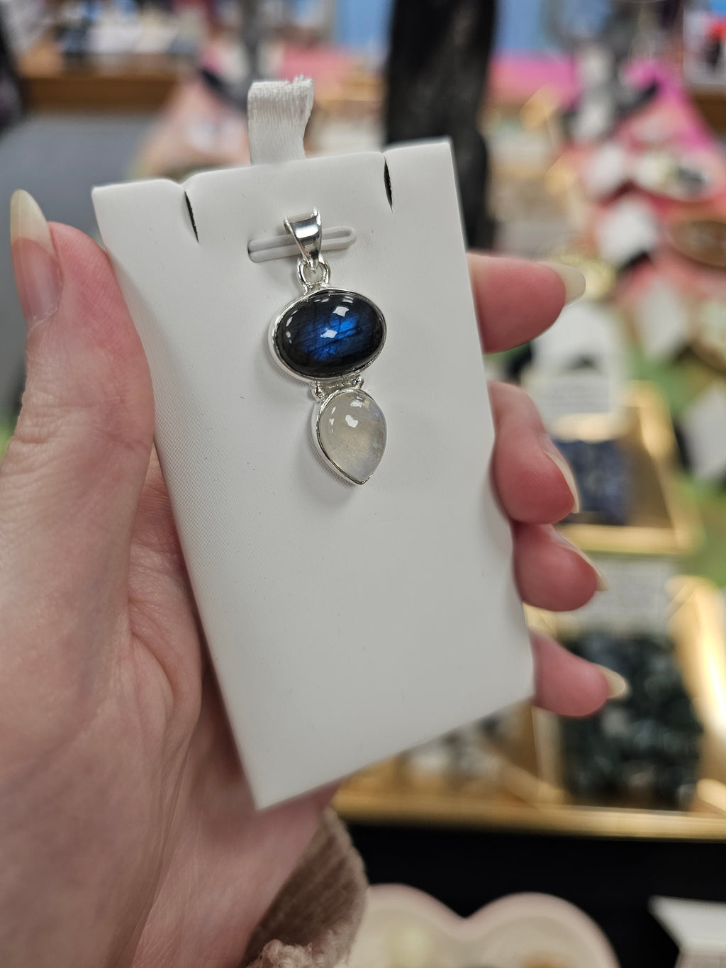 Labradorite & Moonstone 925 Silver Crystal Pendant
