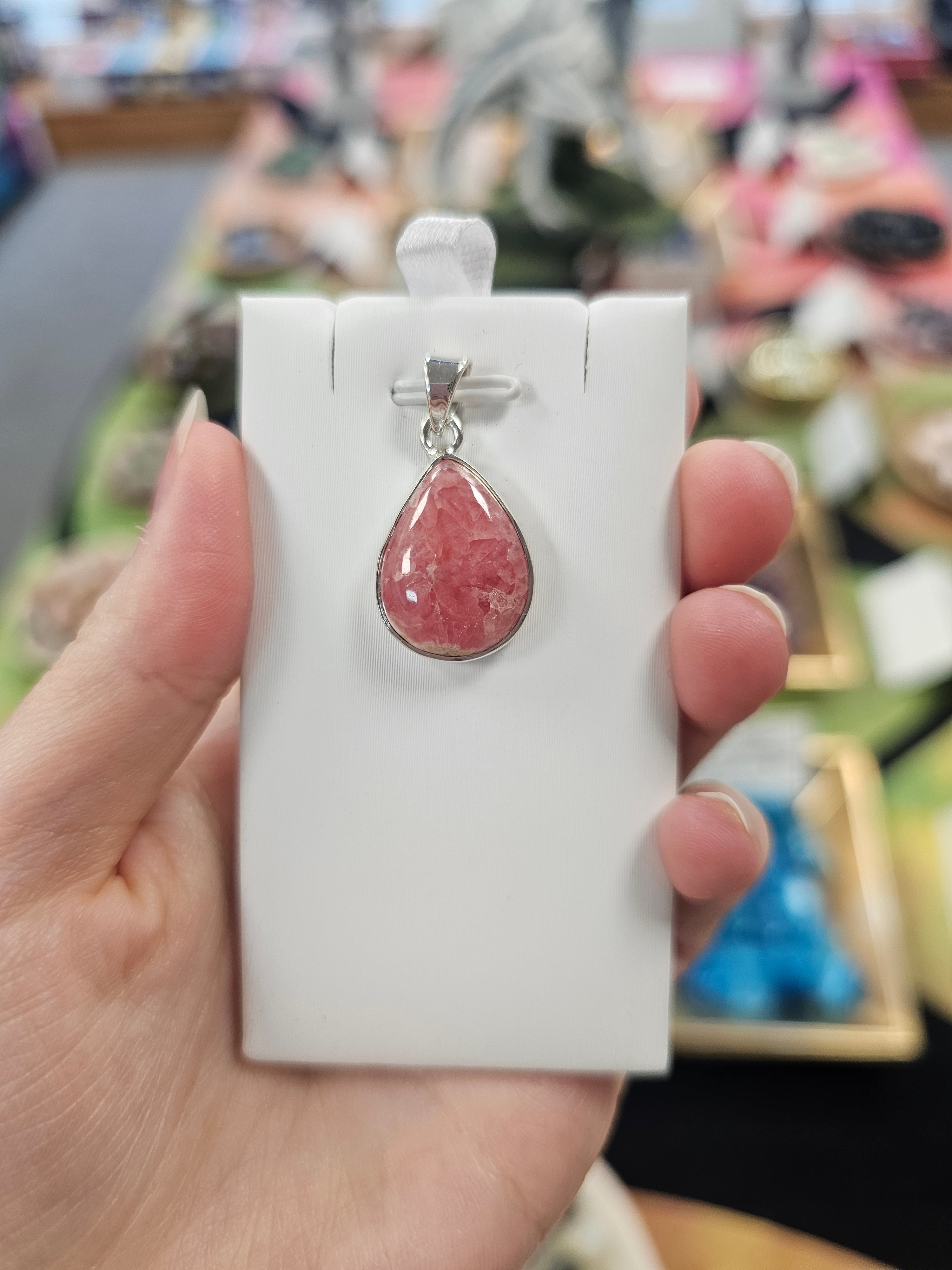 Rhodochrosite Crystal 925 Silver Tumblestone