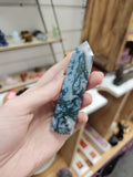Moss Agate Crystal Tower